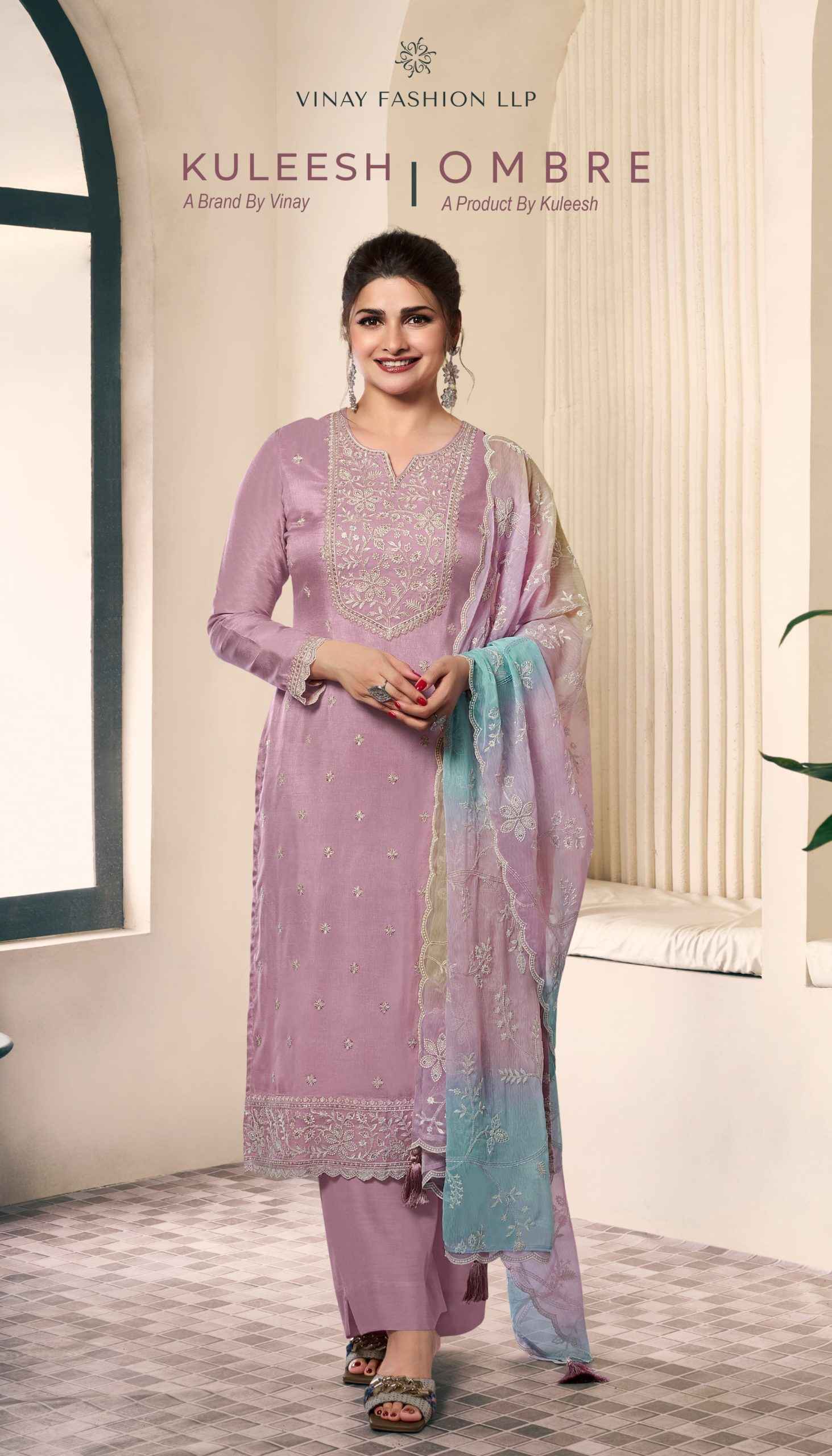 Vinay Kuleesh Ombre Moonga Silk Dress Material 4 pcs Catalogue