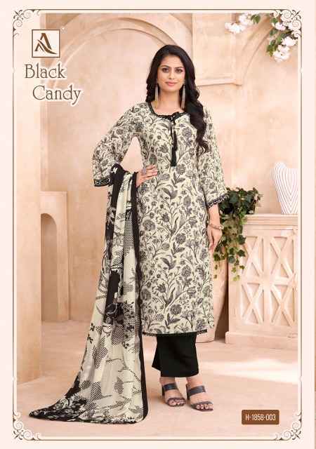 Alok Black Candy Viscouse Musline Dress Material (4 pcs Catalogue)