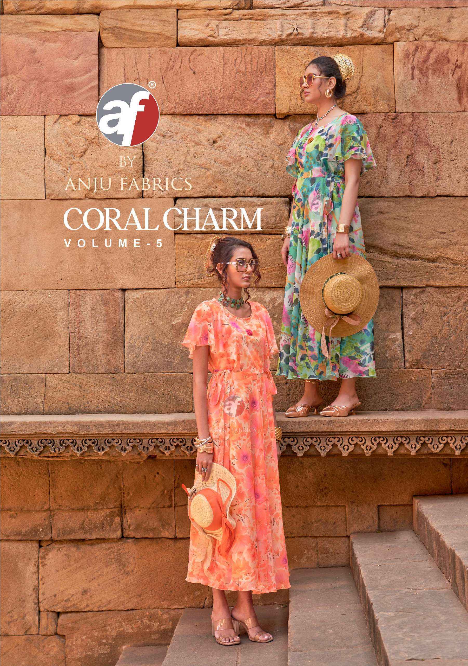 Anju Fabrics Coral Charm Vol-5 Viscose Gown (6 pcs Catalogue)