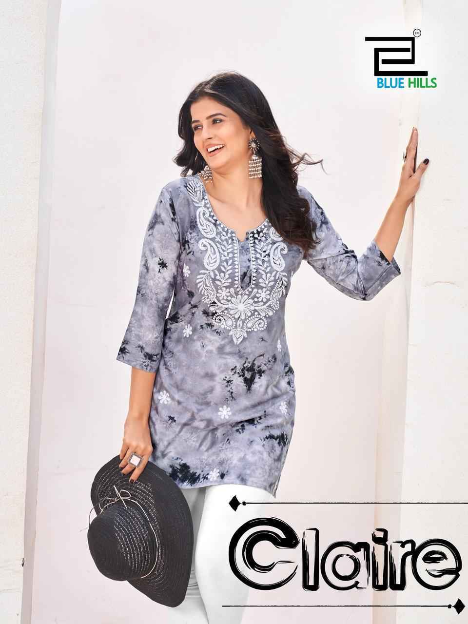 Blue Hills Claire Heavy Rayon Short Kurti 6 pcs Catalogue