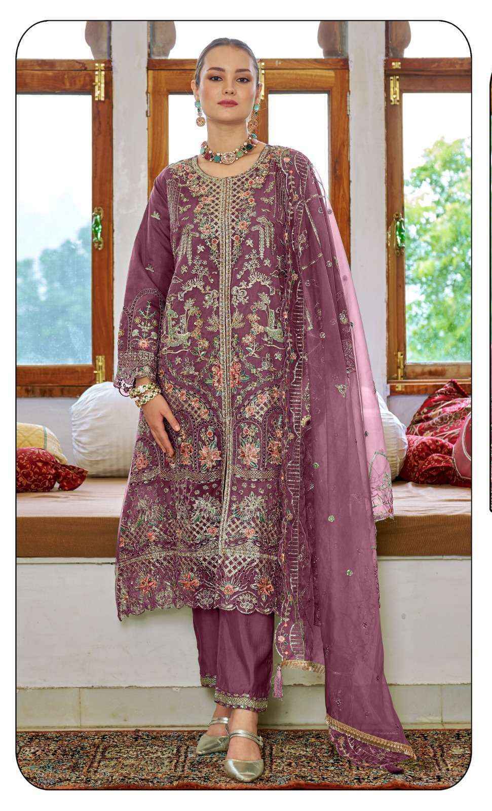 Fepic Crafted Needle Cn-303 Readymade Organza Dress (3 pcs Catalogue)