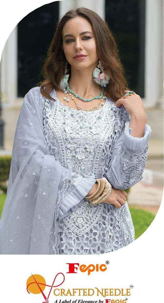Fepic Crafted Needle Cn-963 Readymade Organza Dress (3 pcs Catalogue)