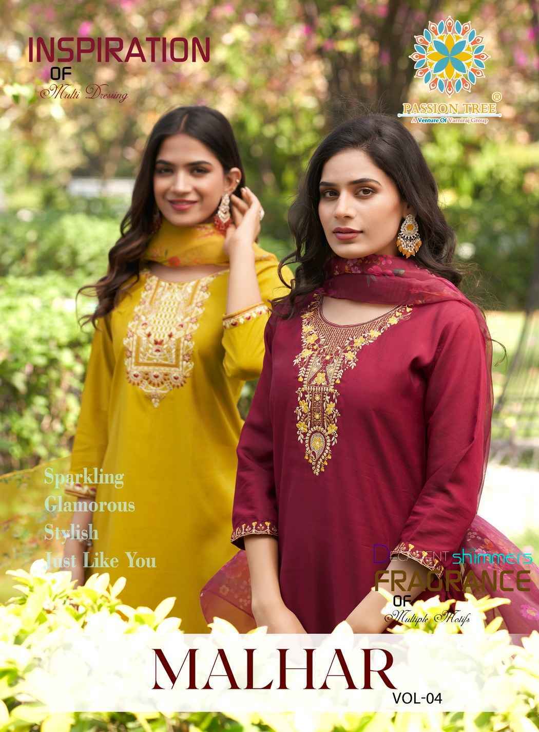 Passion Tree Malhar Vol-4 Roman Silk Readymade Suit (8 pcs Catalogue)