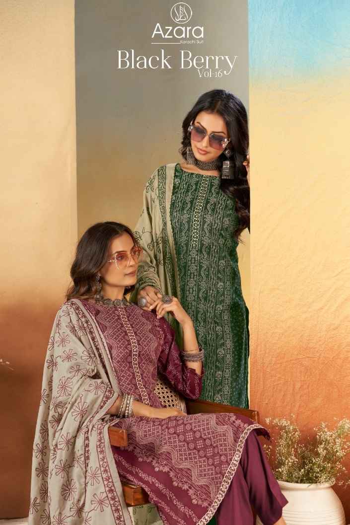 Radhika Fashion Azara Black Berry Vol 16 Cotton Dress Material 4 pcs Catalogue