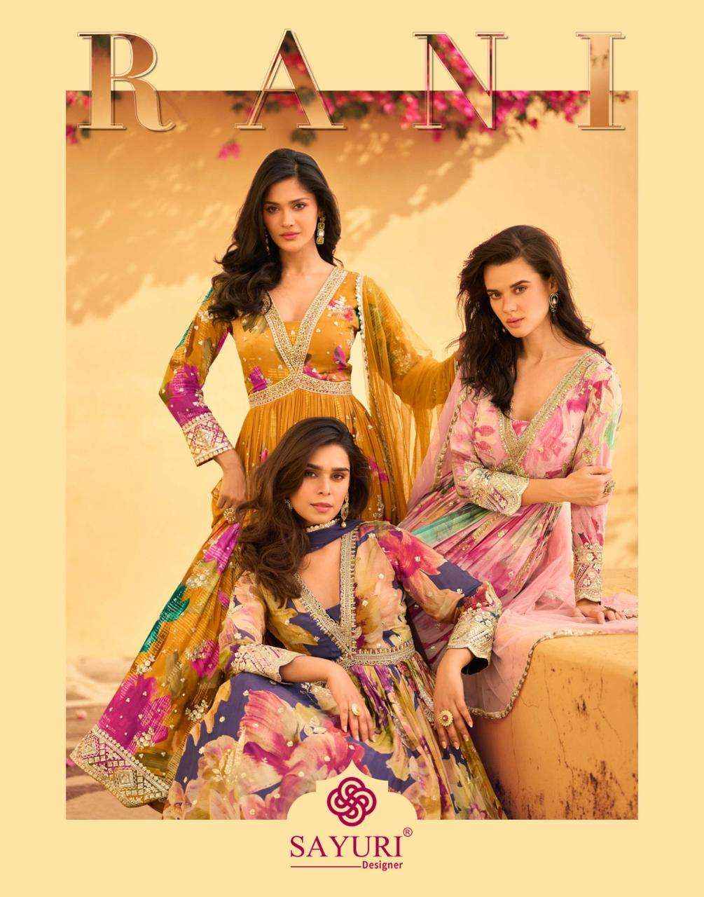 Sayuri Designer Rani Readymade Chinon Silk Dress 5 pcs Catalogue