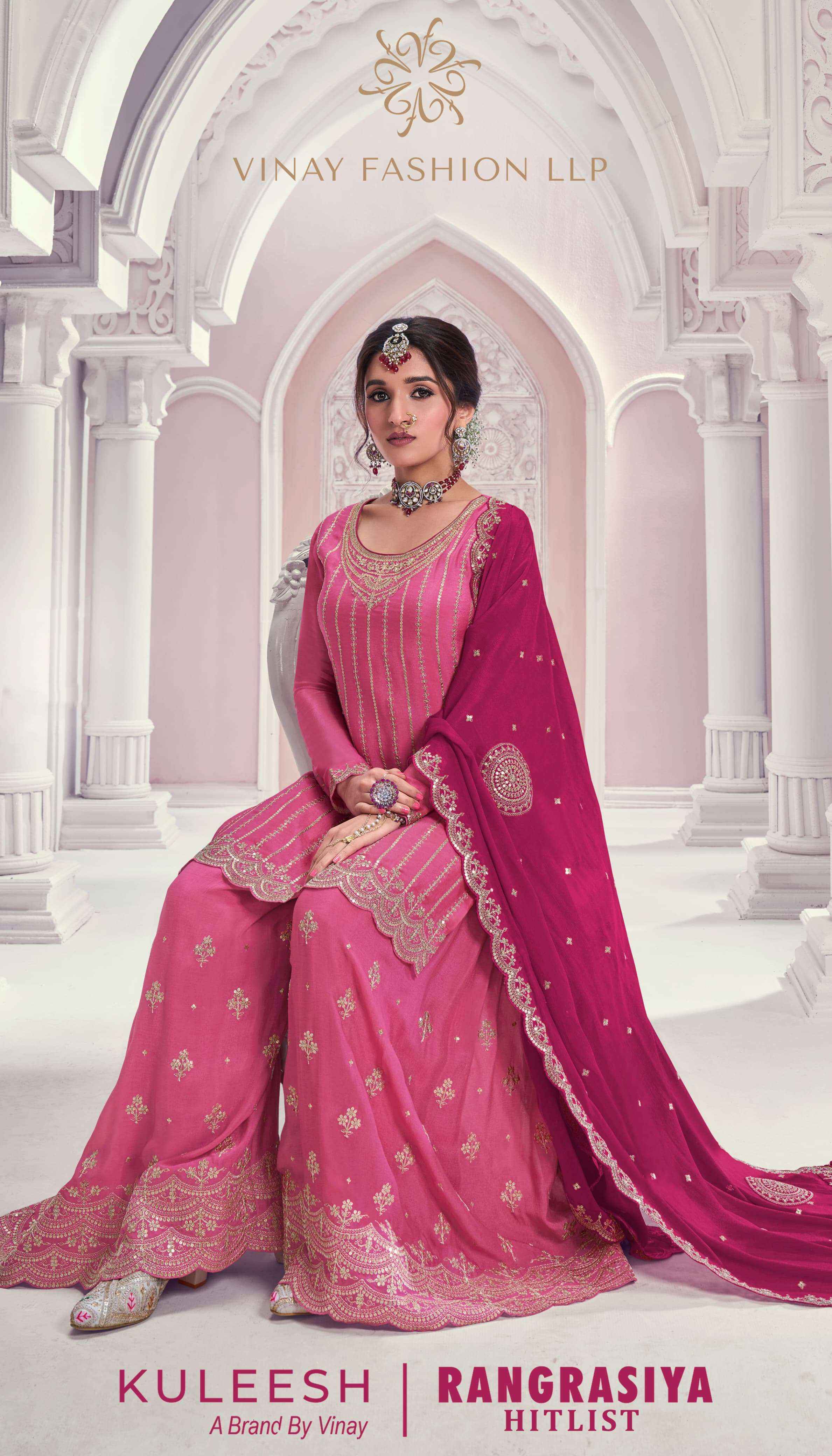 Vinay Kuleesh Rangrasiya HitList Chinon Dress Material 4 pcs Catalogue
