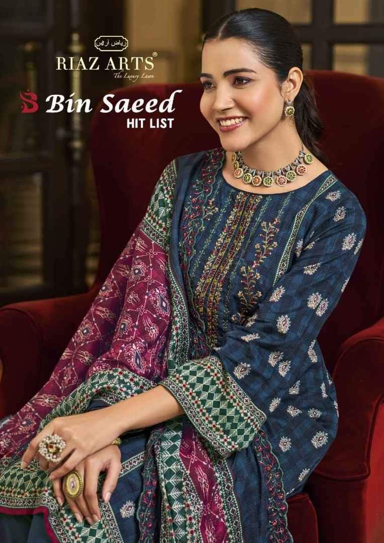 Riaz Arts Bin Saeed Hit List Cotton Dress Material 6 pcs Catalogue