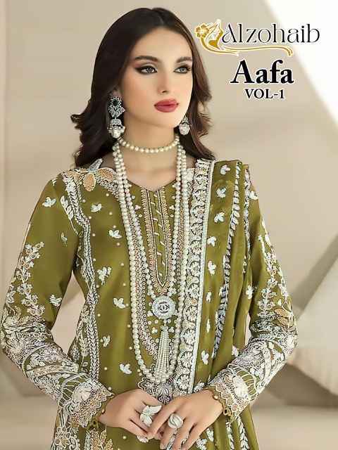 Alzohaib Aafa Vol-1 Organza Dress Material (8 pcs Catalogue)