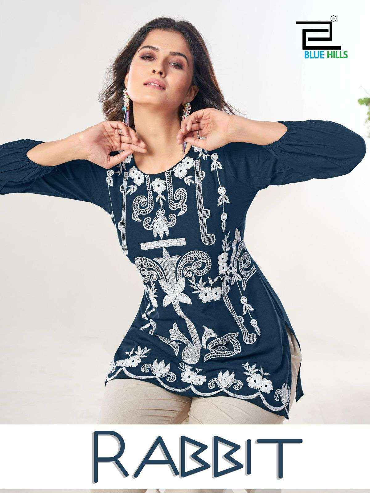 Blue Hills Rabbit Rayon Weastern Top 6 pcs Catalogue