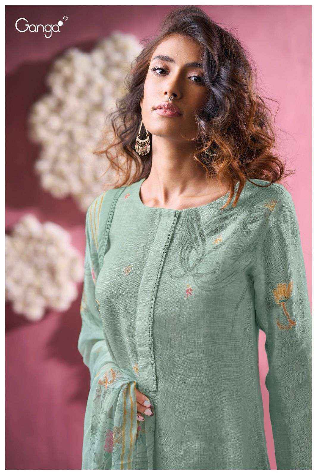 Ganga Florissa 3392 Linen Cotton Dress Material 4 pcs Catalogue