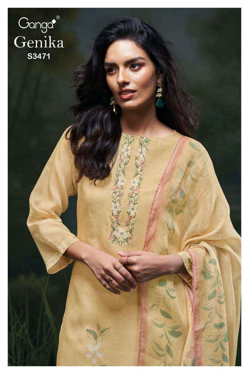 Ganga Genika-3471 Cotton Dress Material (4 pcs Catalogue)