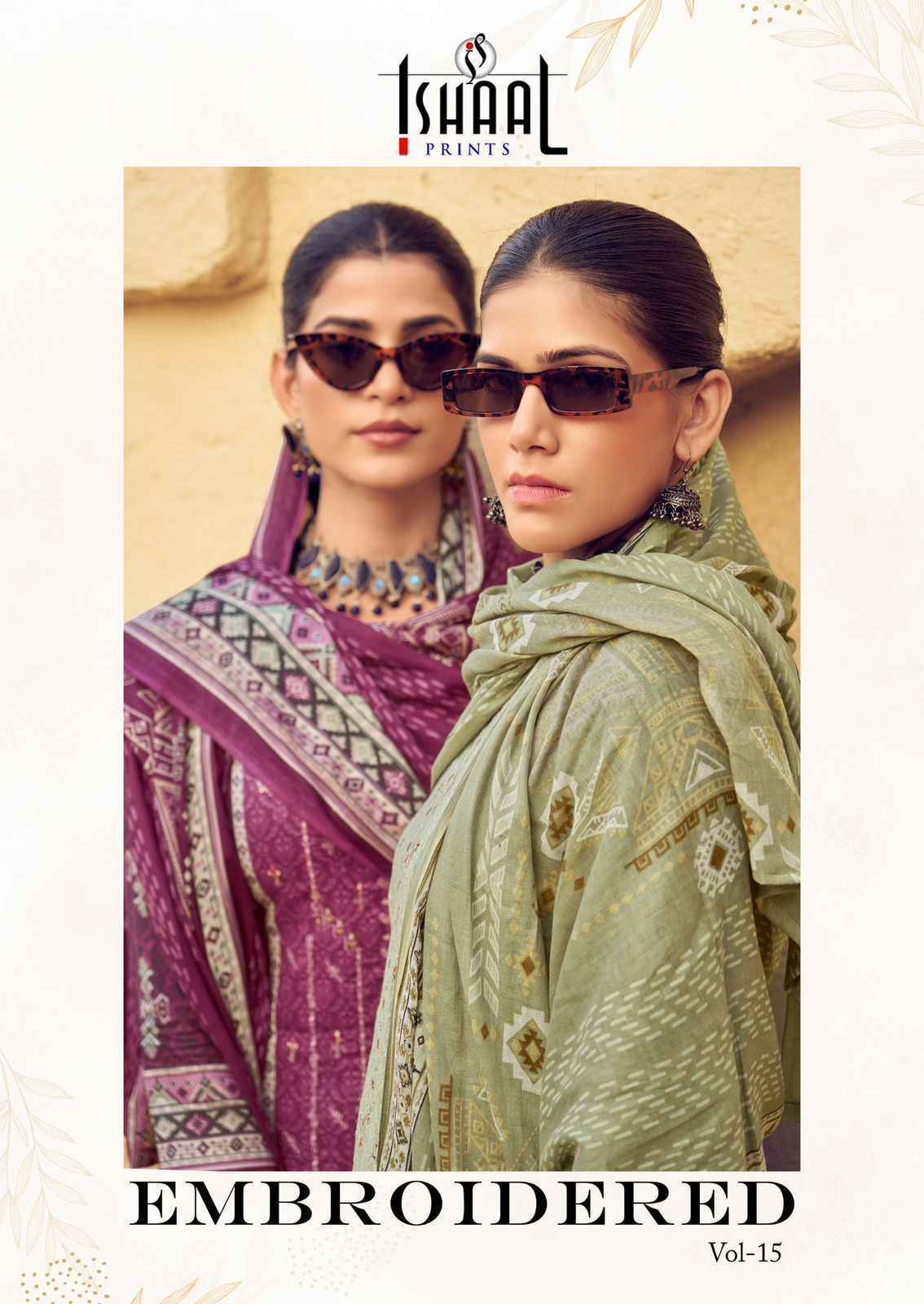 Ishaal Embroidered Vol-15 Lawn Cotton Dress Material (10 pcs Catalogue)
