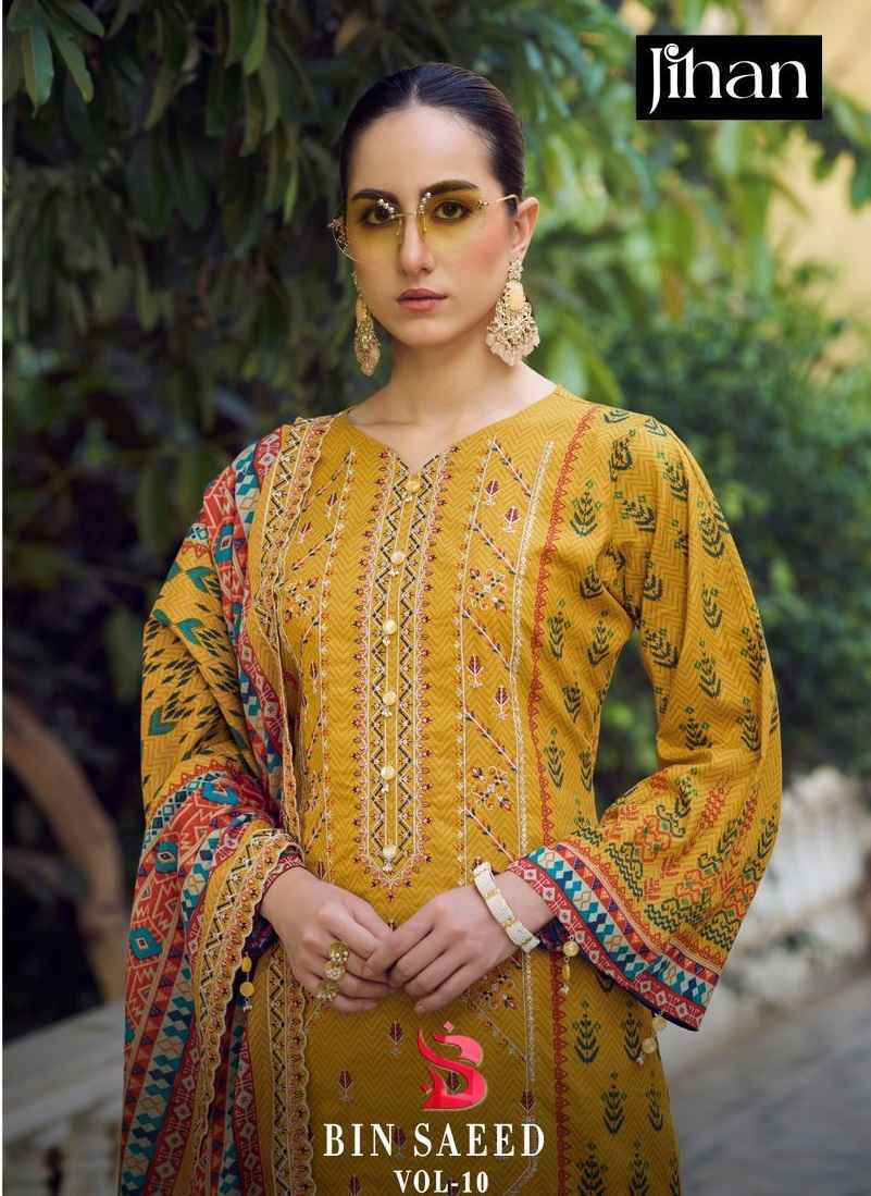 Jihan Bin Saeed Vol 10 Cotton Dress Material 4 pcs Catalogue