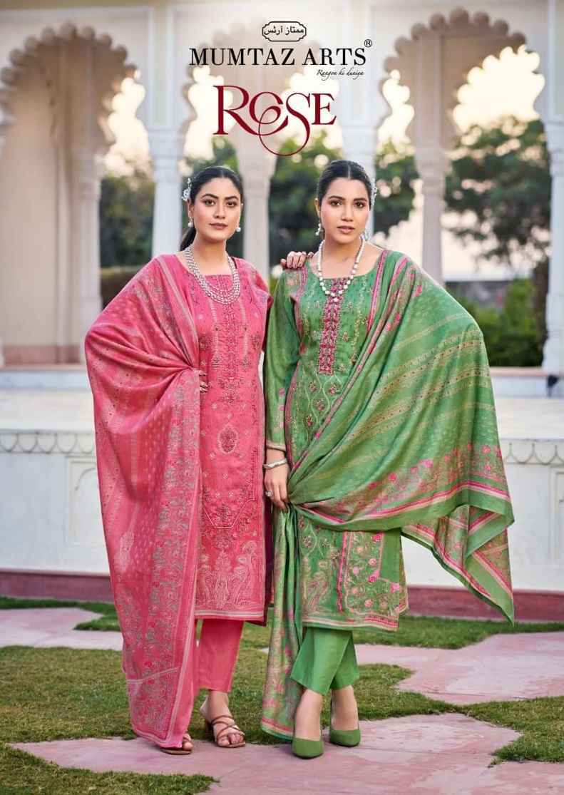Mumtaz Arts Rose Jam Satin Dress Material (6 pcs Catalogue)