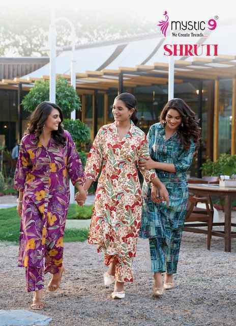 Mystic 9 Shruti Vol-1 Vertican Kurti With Bottom (6 pcs Catalogue)