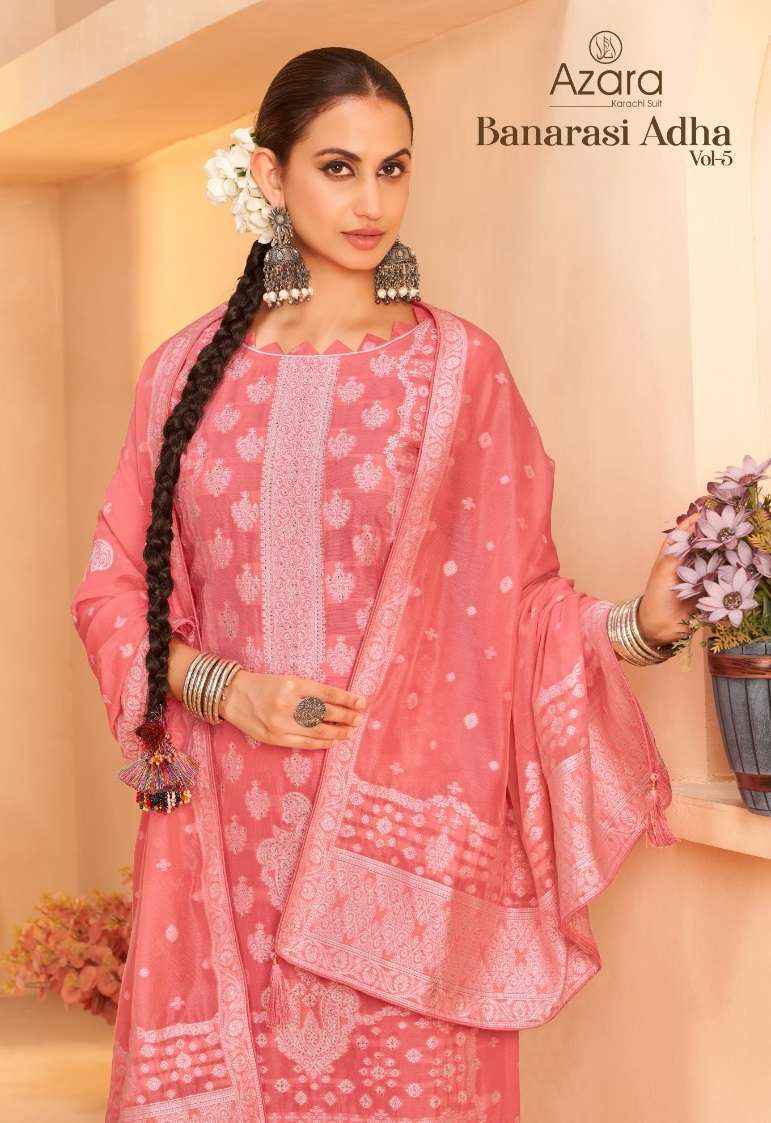 Radhika Fashion Azara Banarashi Adah Vol 5 Cotton Jacquard Dress Material 6 pcs Catalogue