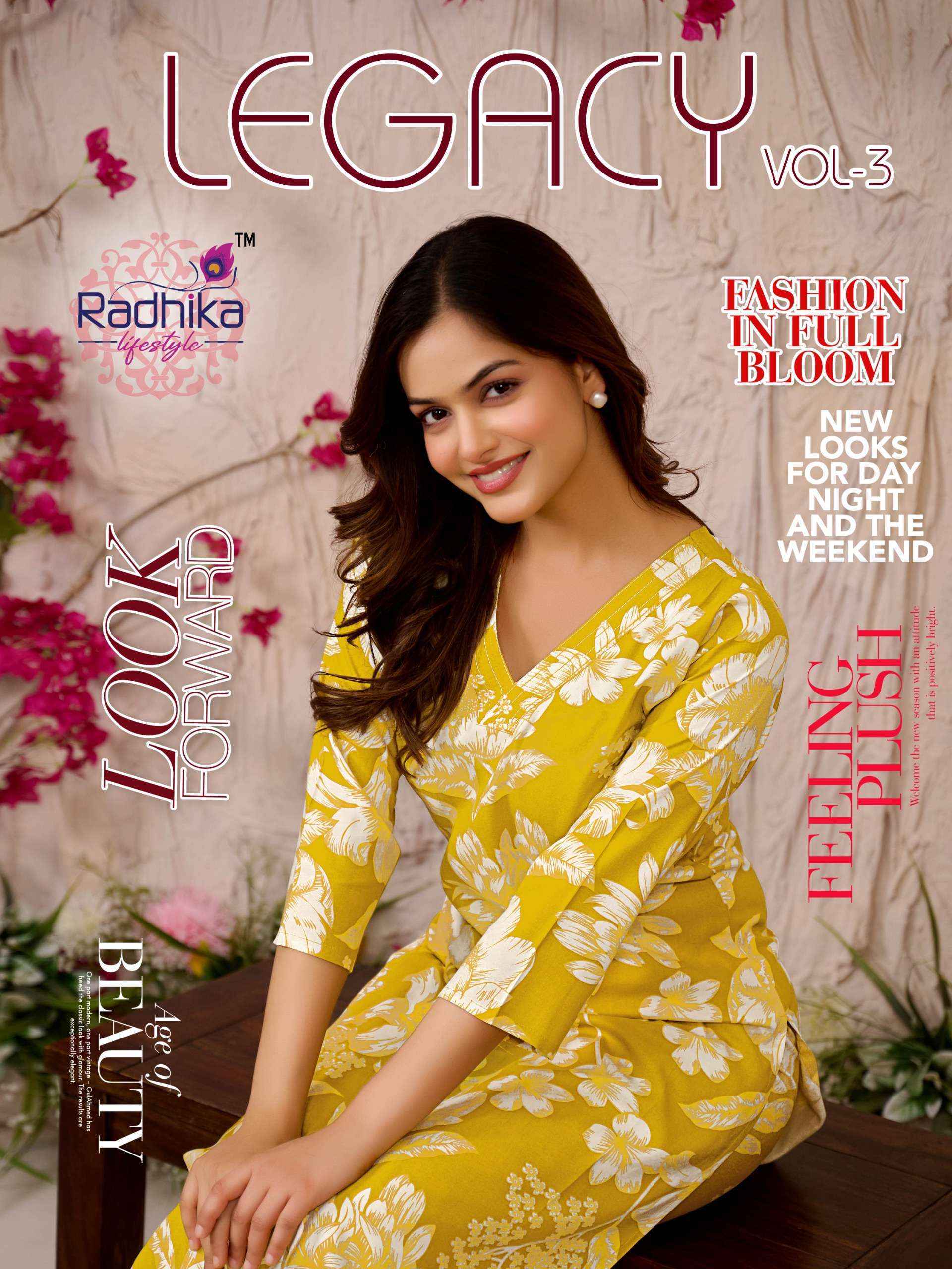 Radhika Lifestyle Legacy Vol-3 Rayon Kurti With Bottom (6 pcs Catalogue