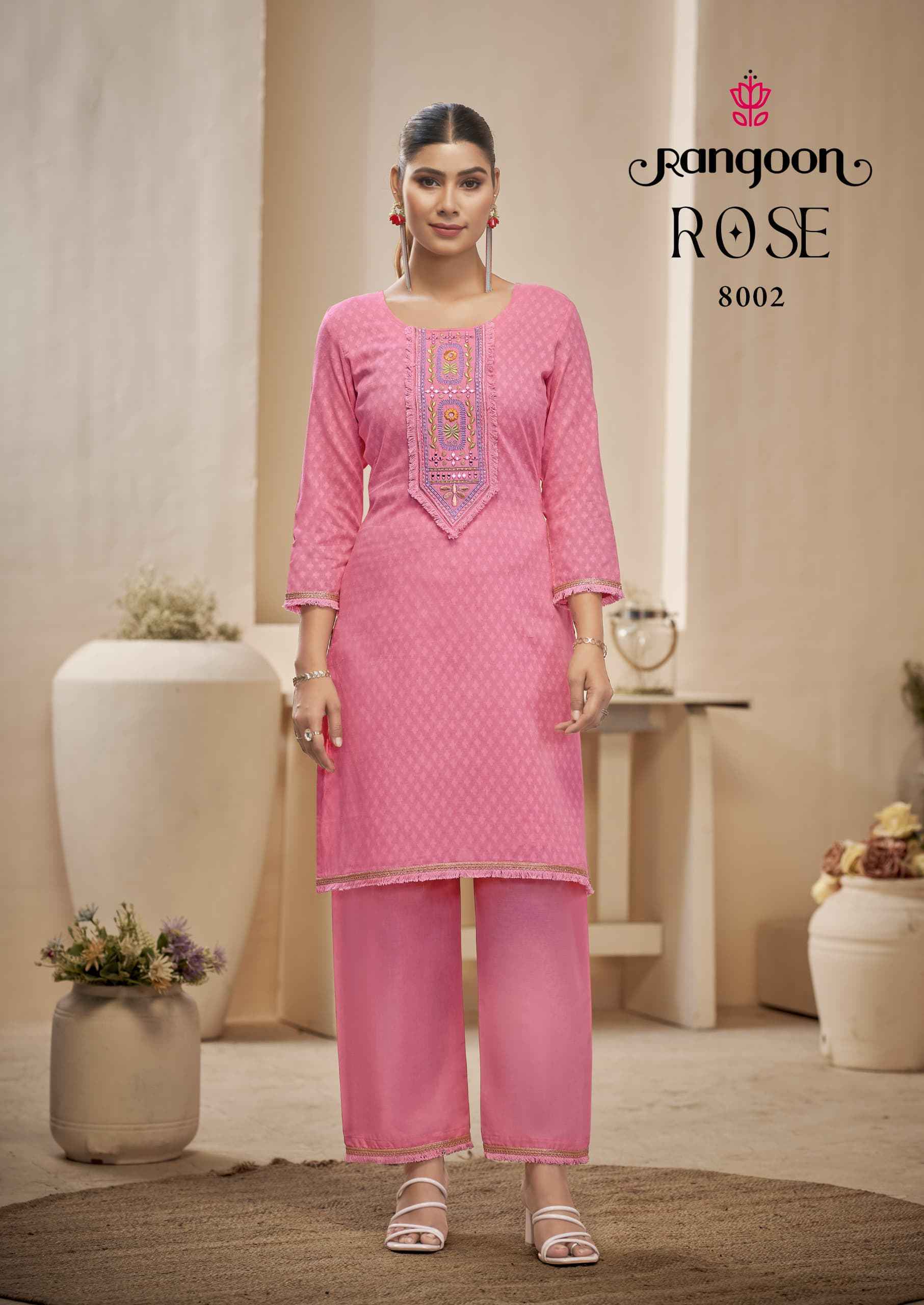 Rangoon Rose Cotton Kurti With Bottom (8 pcs Catalogue)