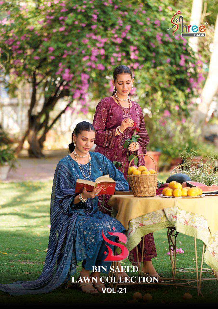 Shree Fabs Bin Saeed Lawn Collection Vol-21 Cotton Dress Material (6 pcs Catalogue)