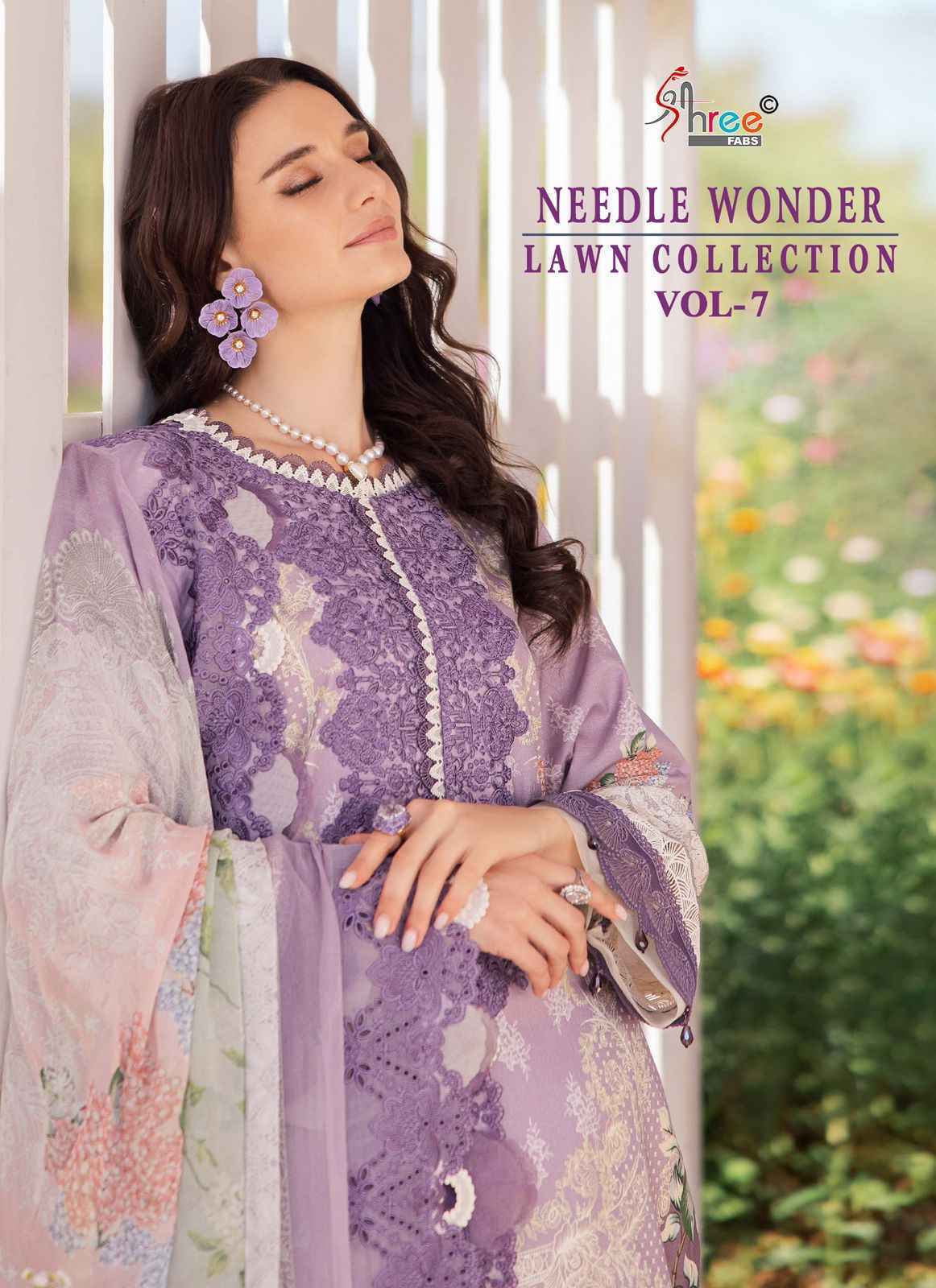 Shree Fabs Needle Wonder Lawn Collection Vol-7 Cotton Dress Material (7 pcs Catalogue)