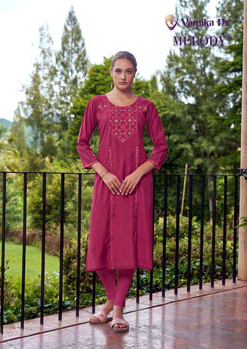 Vamika NX Melody Chanderi Kurti With Pant 6 pcs Catalogue