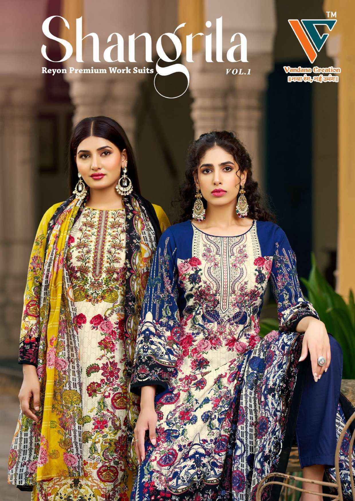 Vandana‎ Creation Shangrila‎‎ Vol-1 Rayon Dress Material (8 pcs Catalogue)