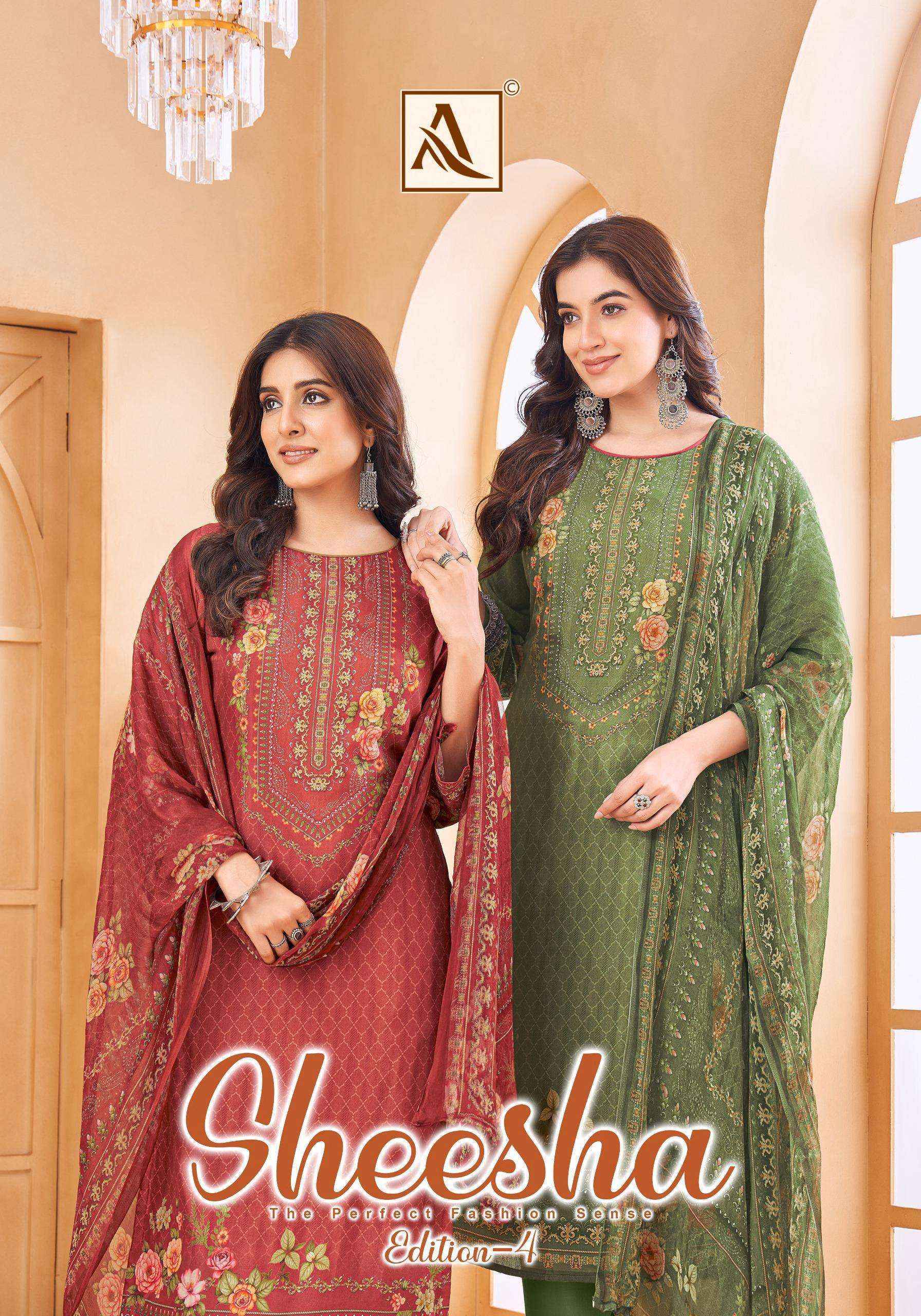 Alok Sheesha Vol-4 Viscose Muslin Dress Material (4 pcs Catalogue)