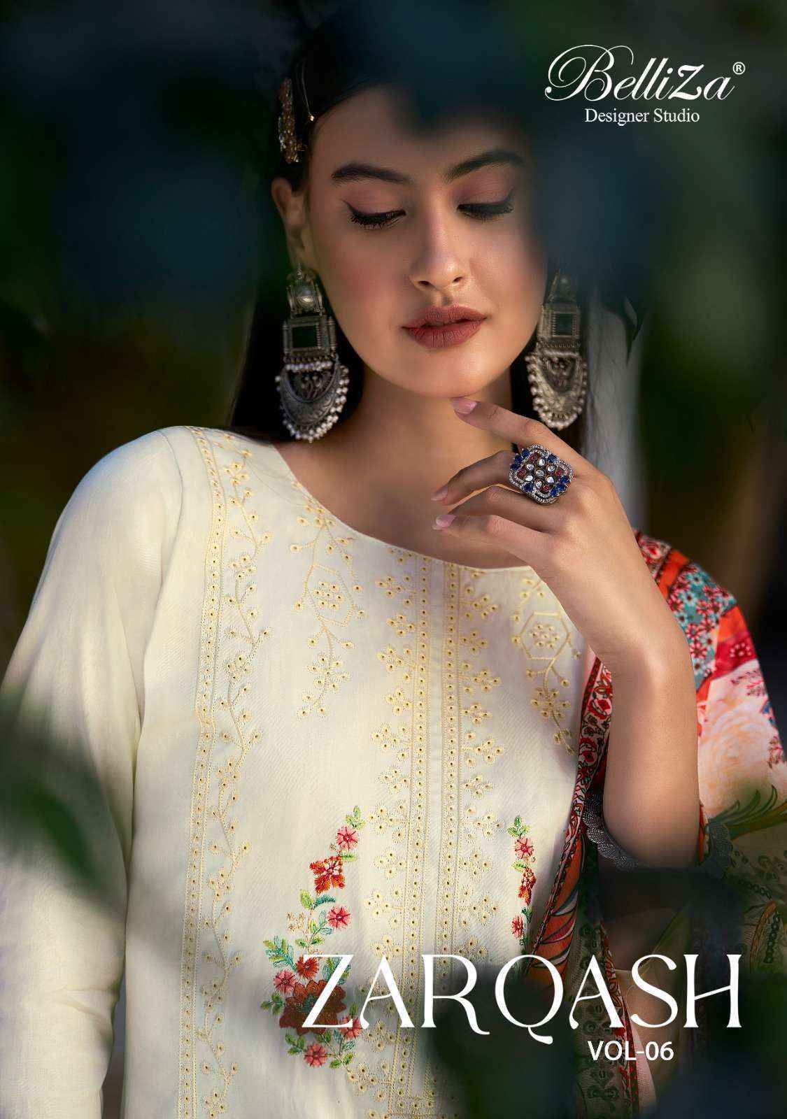 Belliza Zarqash Vol-6 Jam Satin Dress Material (6 pcs Catalogue)