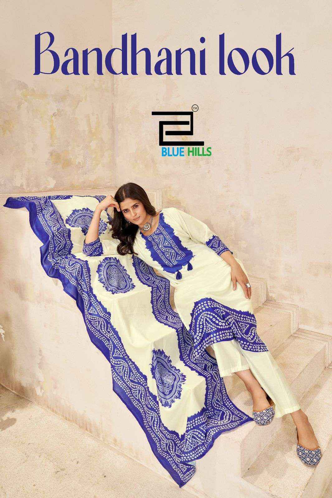 Blue Hills Bhandani Look Muslin Readymade Suit (4 pcs Catalogue)
