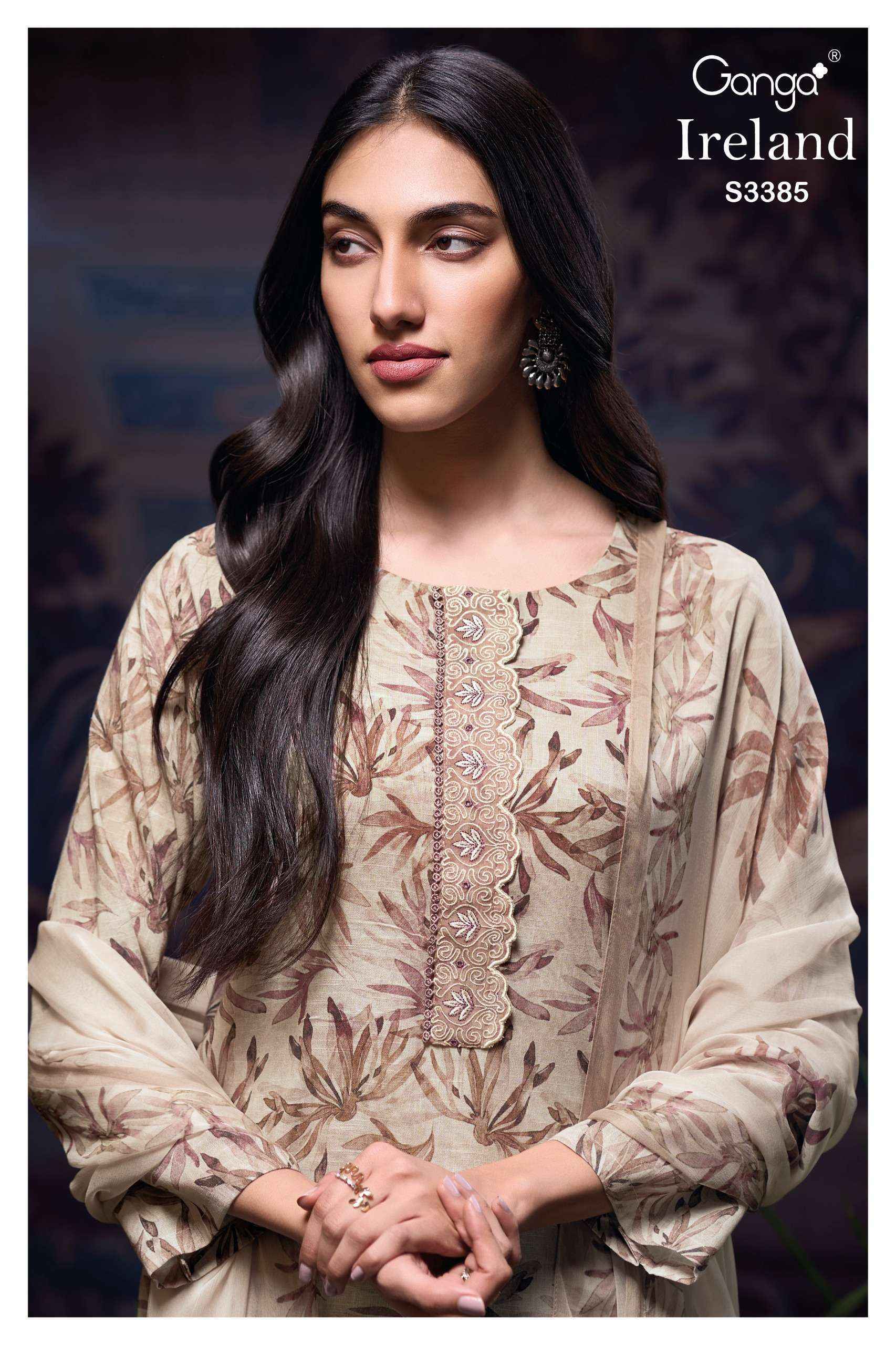 Ganga Ireland-3385 Cotton Linen Dress Material (4 pcs Catalogue)