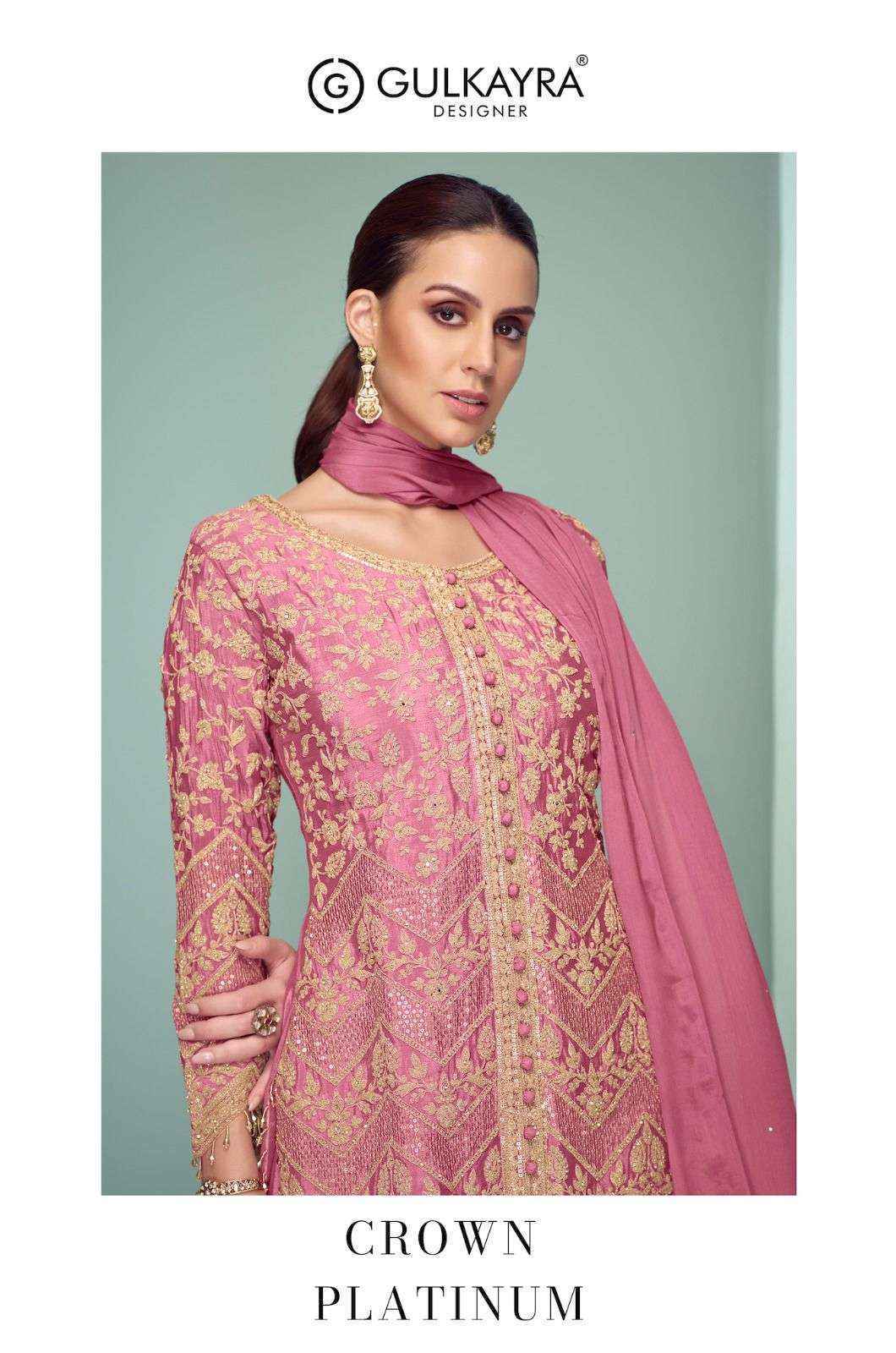 Gulkayra Designer Crown Platinum Readymade Chinon Dress (4 Pc Catalouge)