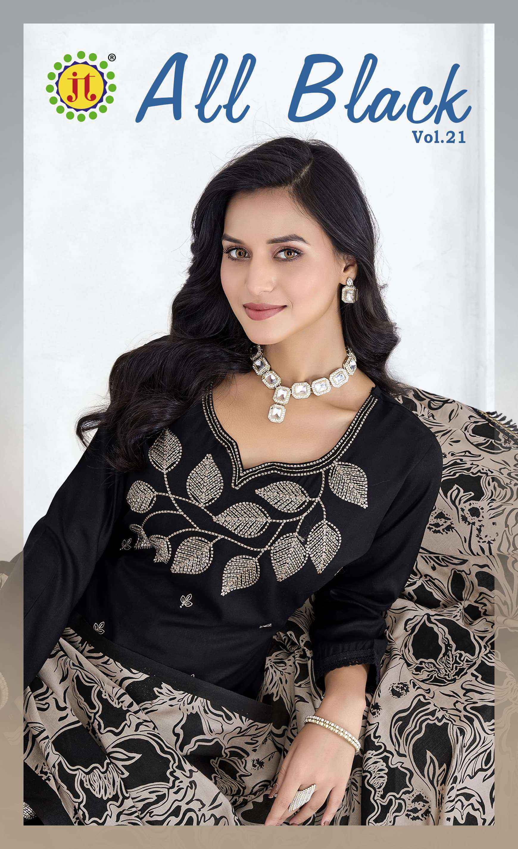 Jt All Black Vol-21 Rayon Dress Material (5 pcs Catalogue)