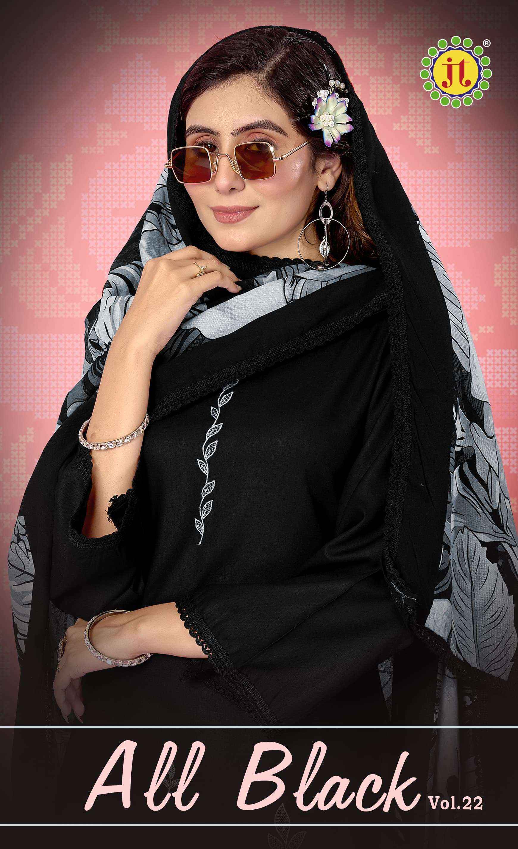 Jt All Black Vol-22 Rayon Dress Material (5 pcs Catalogue)