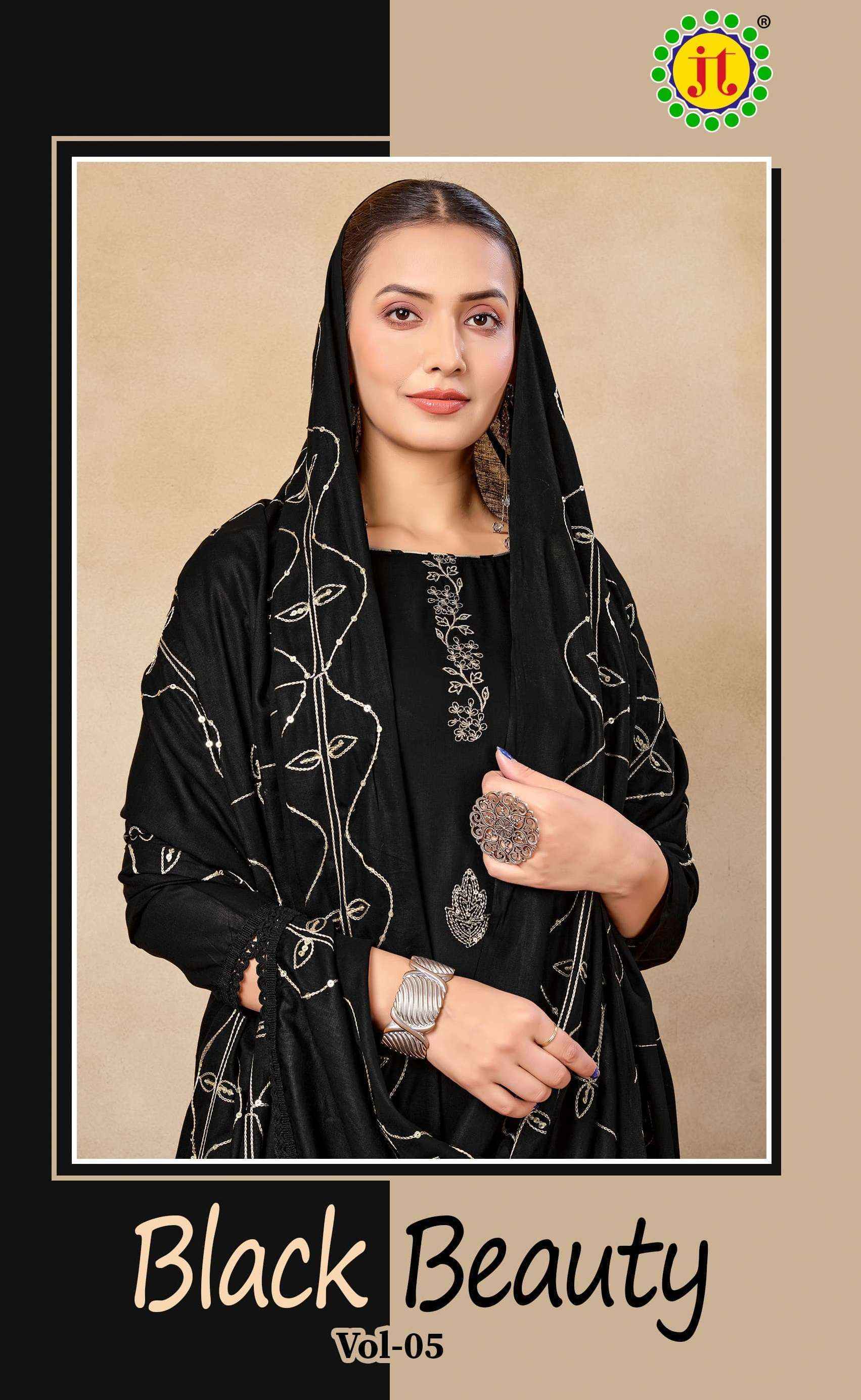 Jt Black Beauty Vol-5 Rayon Dress Material (5 pcs Catalogue)