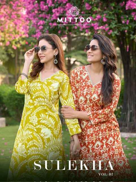 Mittoo Sulekha Vol-2 Rayon Kurti With Bottom (6 pcs Catalogue)