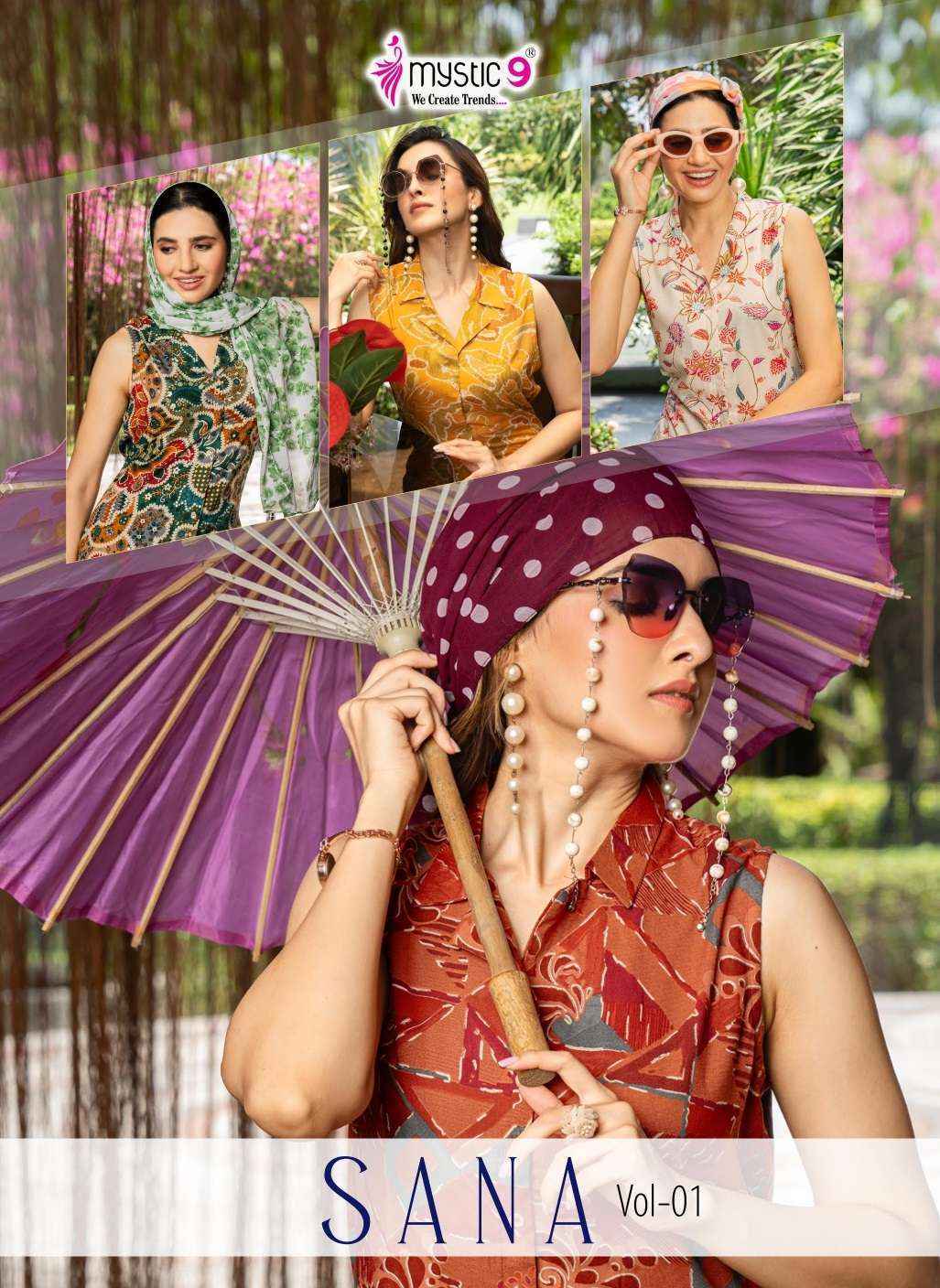 Mystic 9 Sana Vol-1 Rayon Kurti With Bottom (10 pcs Catalogue)