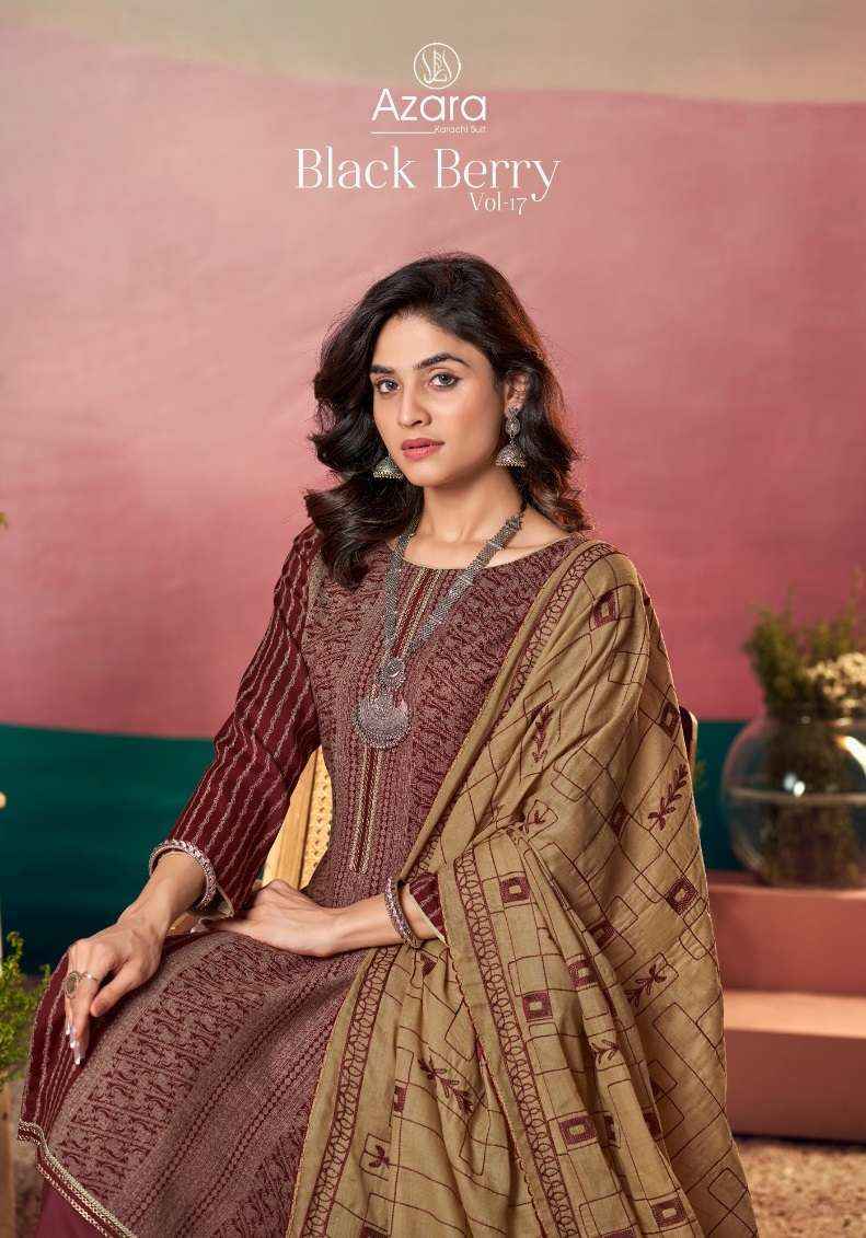Radhika Fashion Azara Black Berry Vol-17 Cotton Dress Material (4 pcs Catalogue)