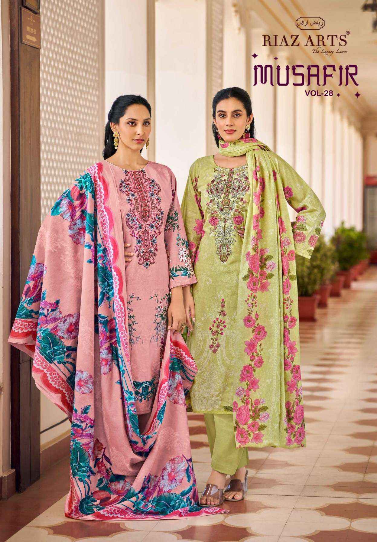 Riaz Arts Musafir Vol-28 Lawn Cotton Dress Material (4 pcs Catalogue)