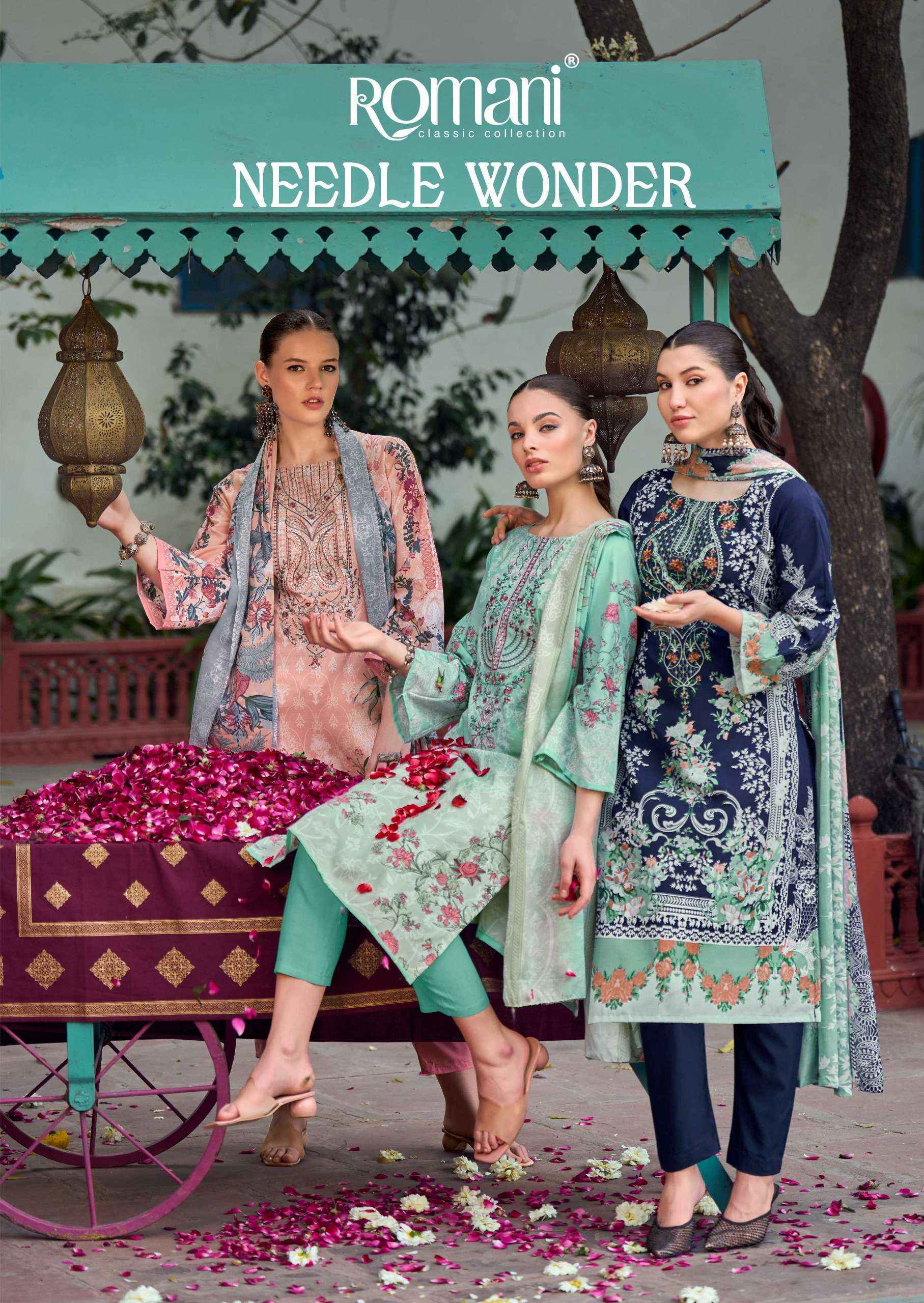 Romani Needle Wonder Cotton Dress Material (8 pcs Catalogue)
