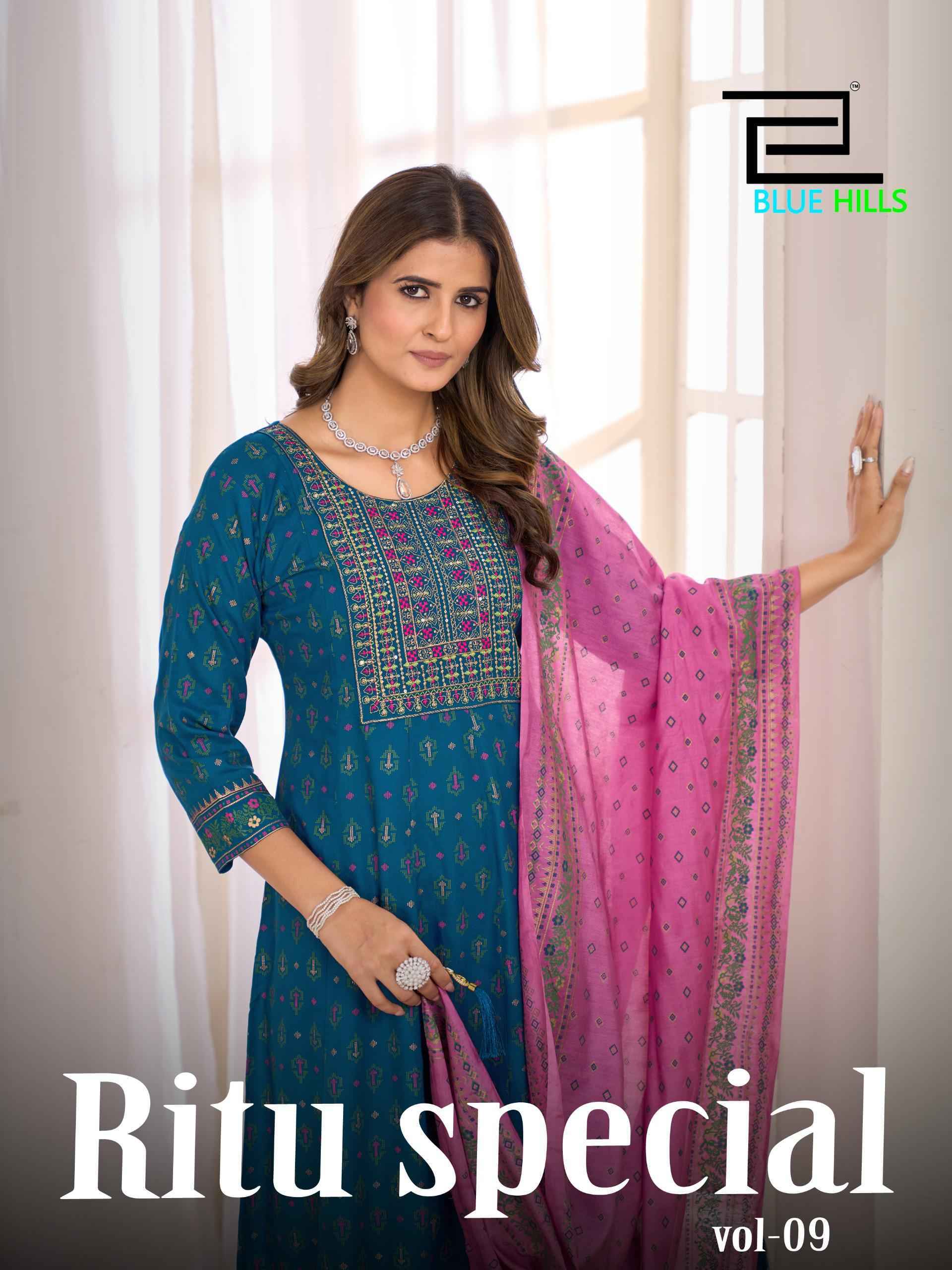 Blue Hills Presents Ritu Special VOL-9 Rayon Anarkali Style Readymade Big Size Gown With Dupatta Collections main image 1