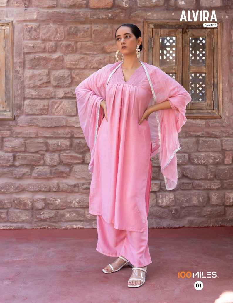 100 Miles Alvira Fancy Kurti Combo 4 pcs Catalogue