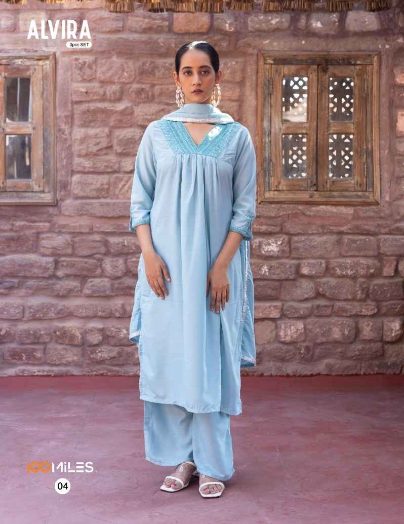 100 Miles Alvira Fancy Kurti Combo 4 pcs Catalogue