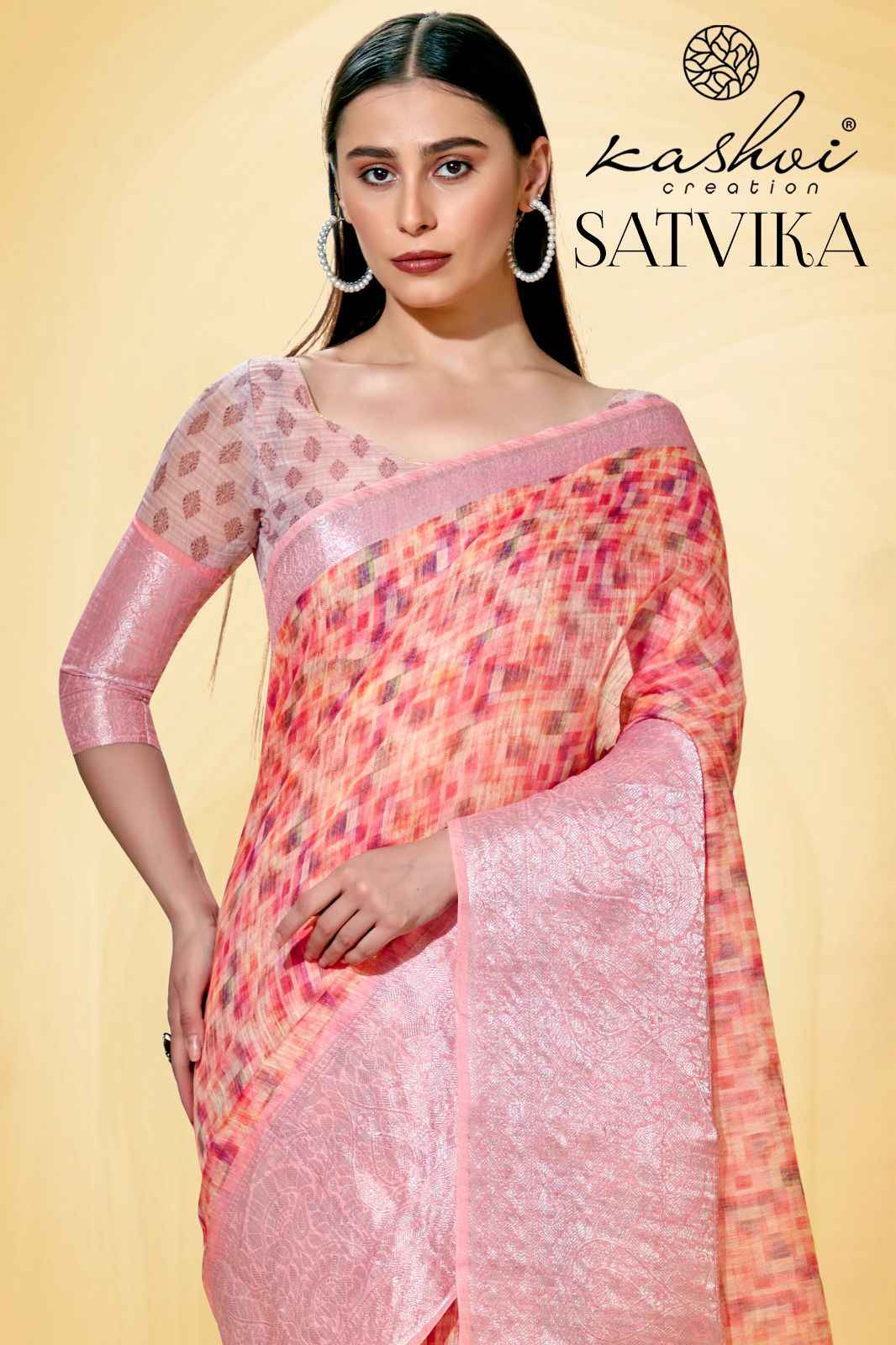 Kashvi Creation Satvika Linen Saree 10 pcs Catalogue