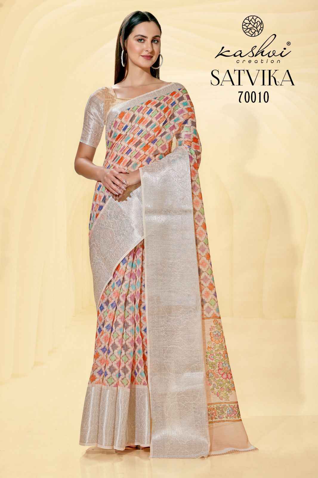 Kashvi Creation Satvika Linen Saree 10 pcs Catalogue