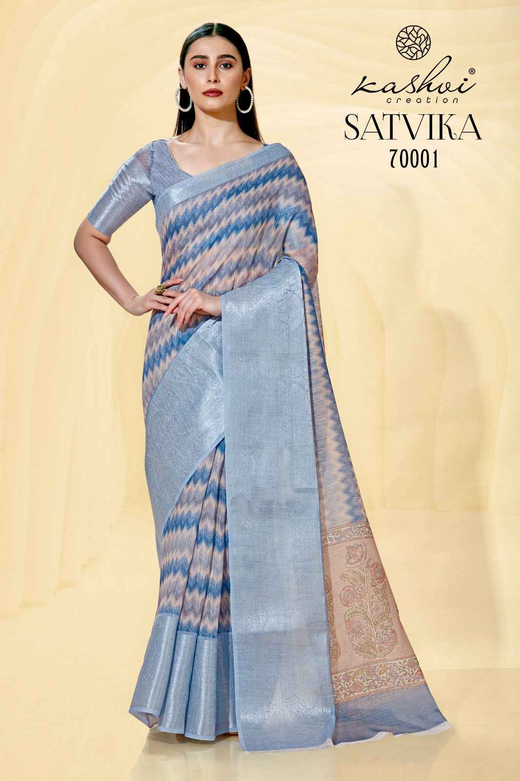 Kashvi Creation Satvika Linen Saree 10 pcs Catalogue