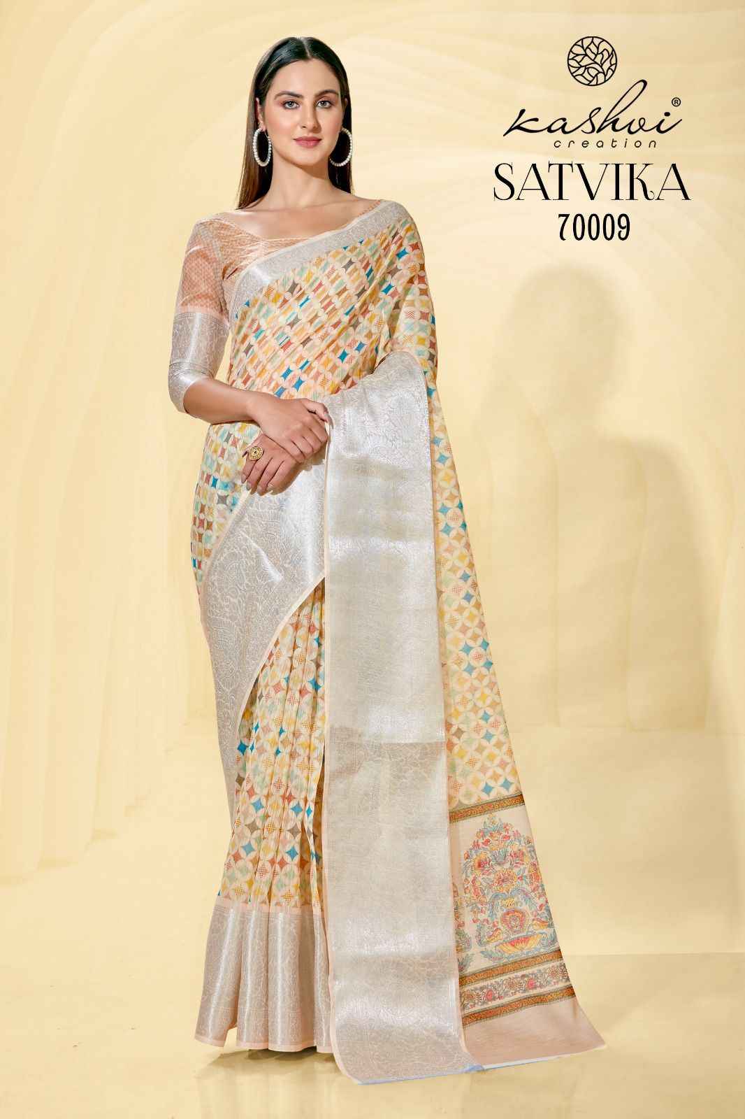 Kashvi Creation Satvika Linen Saree 10 pcs Catalogue