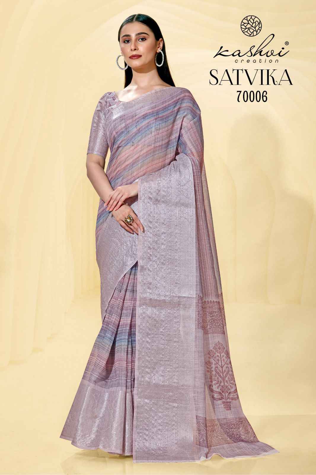 Kashvi Creation Satvika Linen Saree 10 pcs Catalogue