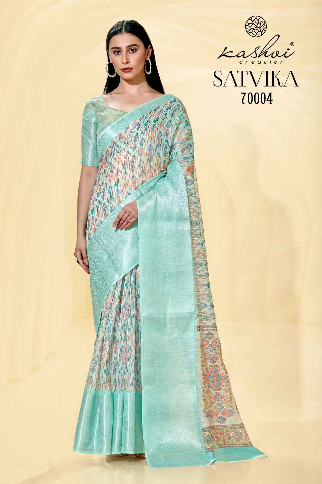 Kashvi Creation Satvika Linen Saree 10 pcs Catalogue