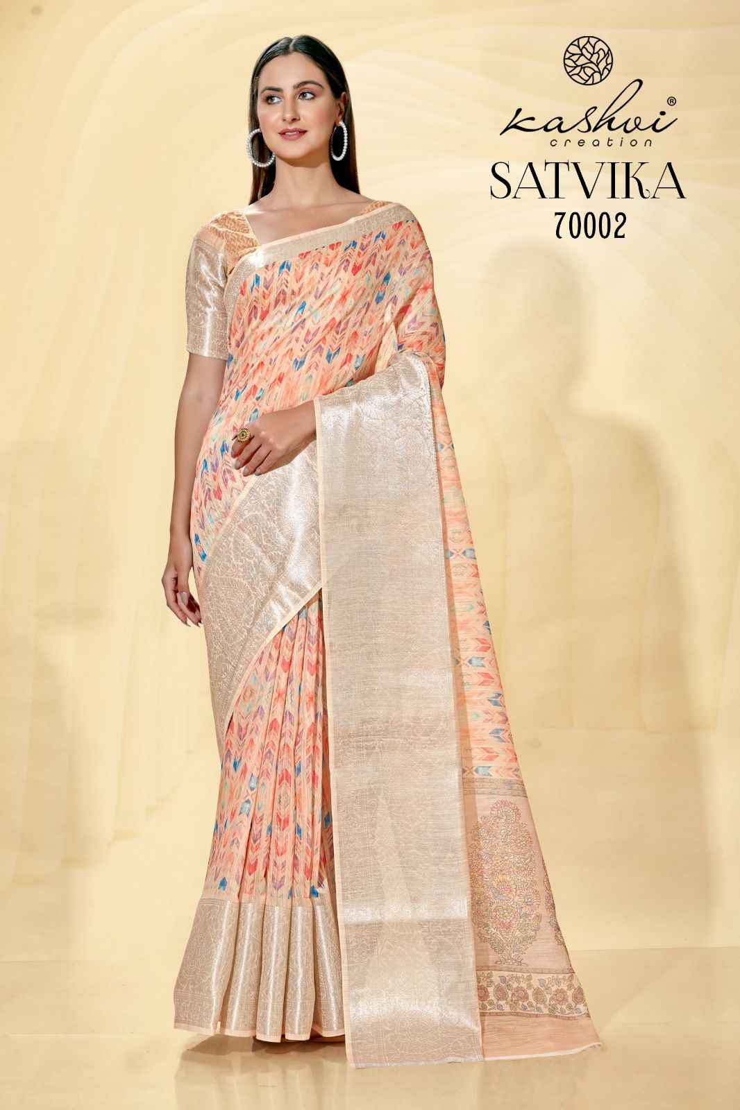 Kashvi Creation Satvika Linen Saree 10 pcs Catalogue