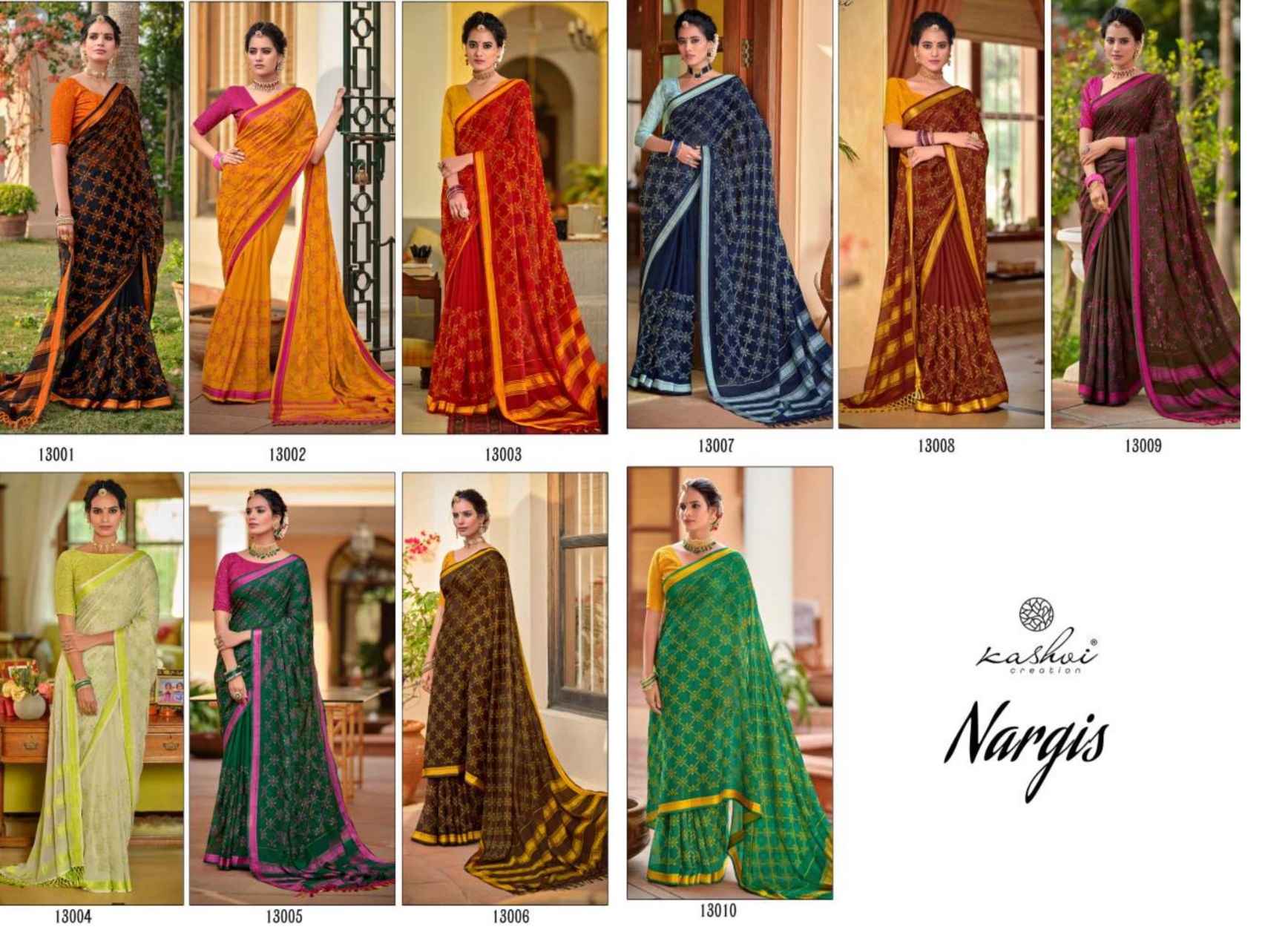 LT Fabrics Nargis Georgette Saree 10 pcs Catalogue